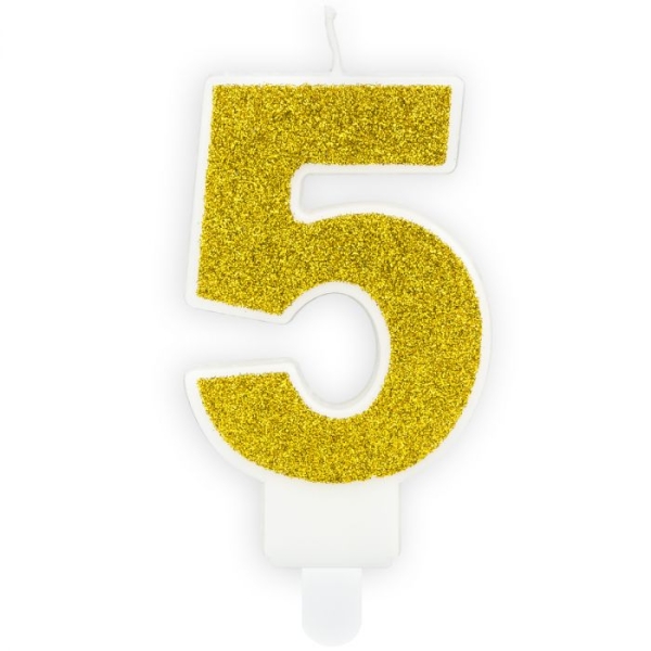 Number Candle - 5 - Gold